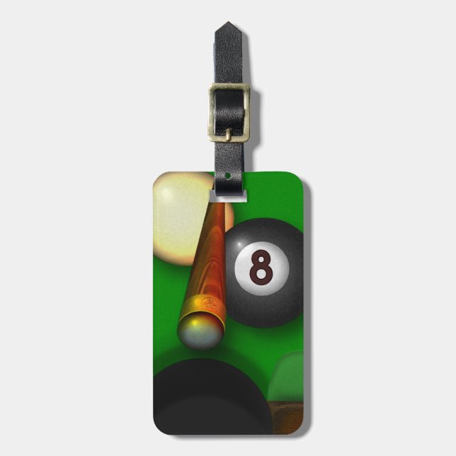 Acht Ball Pool und Billard Personalisiert Gepäckanhänger (Vorderseite vertikal)
