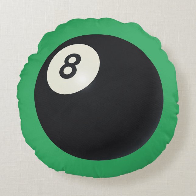 Acht Ball Y2K Snooker 90er grünes rundes Kissen (Vorderseite)