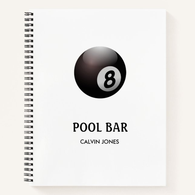 Acht Ballbecken Bar weiß Notizbuch (Vorderseite)