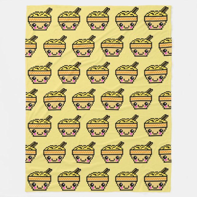 Acht Bit Kawaii Nudel-Schüssel TP Fleecedecke (Vorderseite)