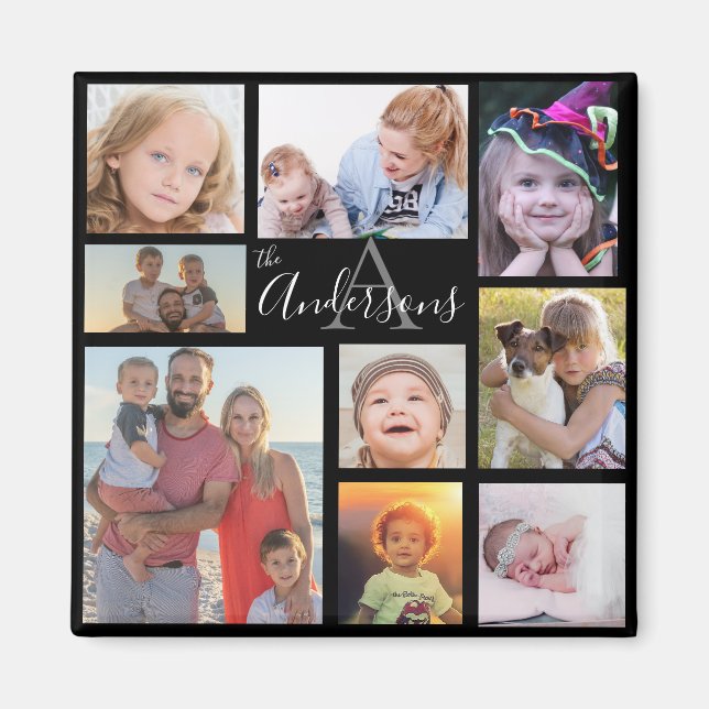 Acht Foto der Monogram-Familie individuell Magnet (Vorne)