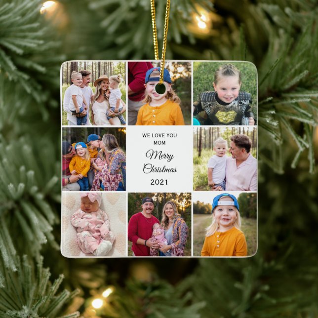 Acht Foto Wir Liebe Sie Mama Weihnachten Keramikornament (Baum)