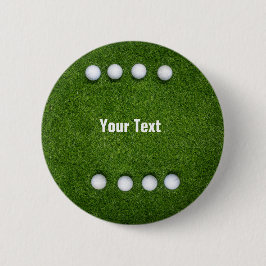 Acht Golfbälle auf grünem Grasboden Button