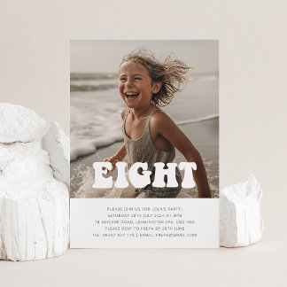 Acht - Groovy Foto zum Geburtstag Einladung
