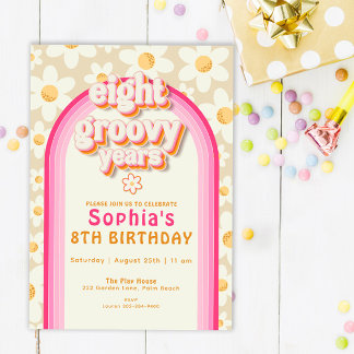 Acht Groovys Daisy Rainbow Birthday Invitati Einladung