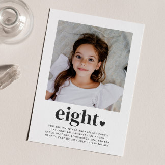 Acht Herz - Square Foto Geburtstagsfeier Einladung