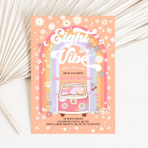 Acht ist ein Vibe Daisy Groovy 8. Geburtstag Einladung