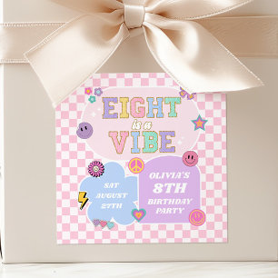 Acht ist ein Vibe Preppy Patch 8. Geburtstagsparty Quadratischer Aufkleber
