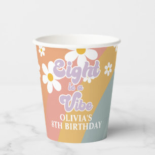 Acht ist ein Vibe Retro Rainbow Paper Cups Pappbecher