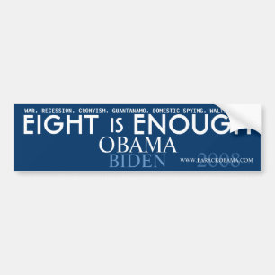 Acht ist GENUG - politischer Autoaufkleber Obama