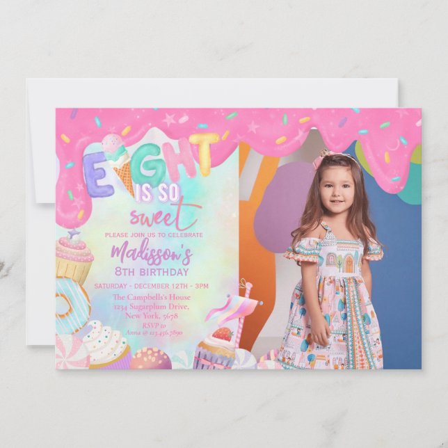 Acht ist so süß einladung (Vorderseite)