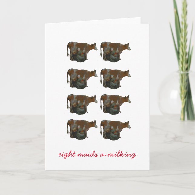 Acht Maid A-Milking Feiertagskarte (Vorderseite)