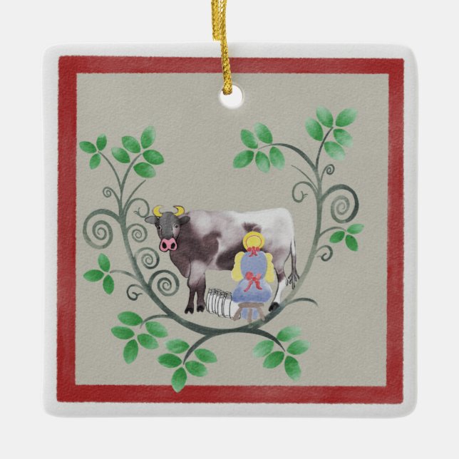 Acht Maid a Milking Weihnachtsschmuck (Vorderseite)