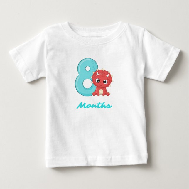 Acht Monate niedlicher Dinosaurier Baby T - Shirt (Vorderseite)