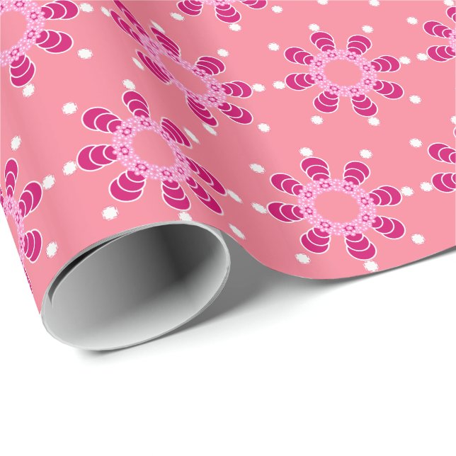 Acht Punkte Mandala, Korallenrosa und Magenta Geschenkpapier (Rolleneckpunkt)