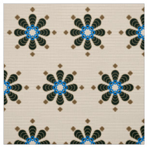 Acht Punkte Mandala, Schokolade, Tan, Beige & Blue Stoff