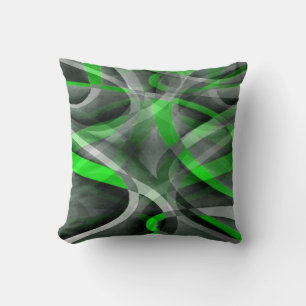 Acht Retro Neon Green und Gray Curved Line Pat Kissen