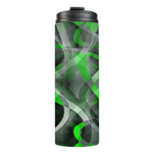 Acht Retro Neon Green und Gray Curved Line Pat Thermosbecher