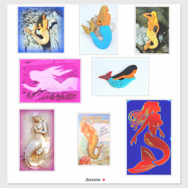 Acht Sorte Mermaid Aufkleber (Blatt)