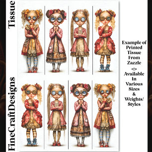 Acht süße eigenartige Steampunk Mädchen DV3B Decou Seidenpapier