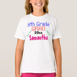 Achte Grade Abschluss Farbenfrohe Name Girls T-Shirt