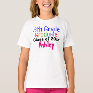 Achte Grade Graduate Colorful Name Girls T-Shirt