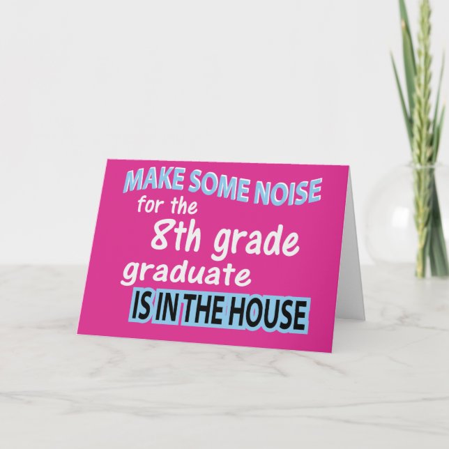 Achte Grade School Graduate Pink Glückwunsch Karte (Vorderseite)