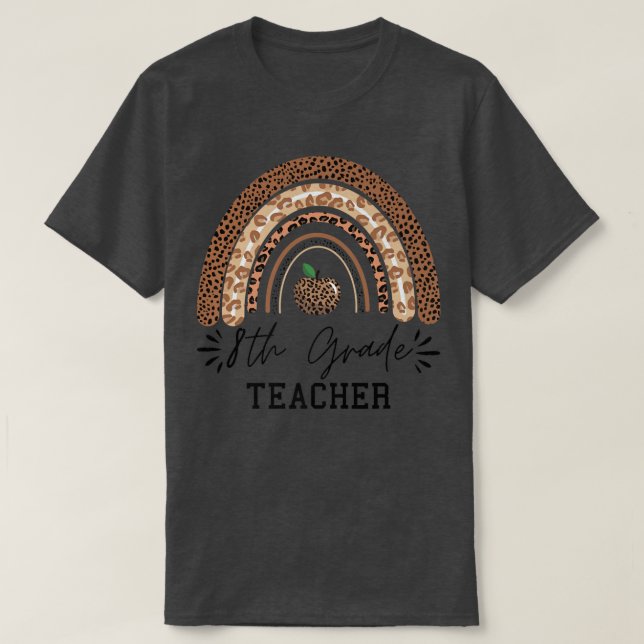 Achte Klasse Lehrer Boho Leopard Regenbogen lustig T-Shirt (Design vorne)