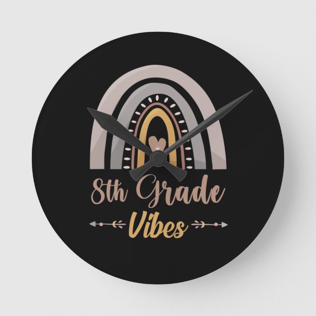 Achte Klasse Vibe Achte Klasse Zurück zur Schule Runde Wanduhr (Vorderseite)