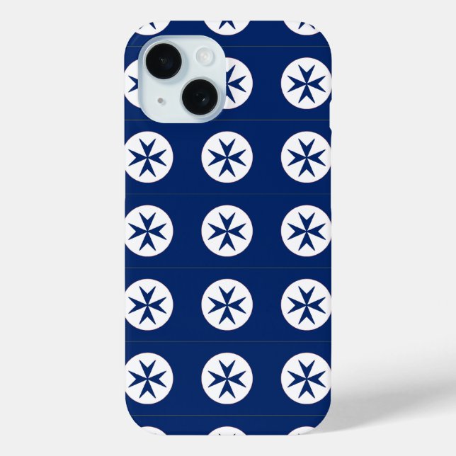 Achteckkreuz BLAU CORSAIR iPhone 15 Hülle (Rückseite)