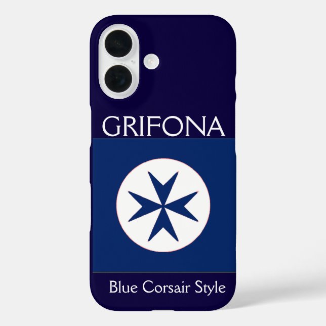 Achteckkreuz BLAU CORSAIR iPhone 16 Hülle (Rückseite)