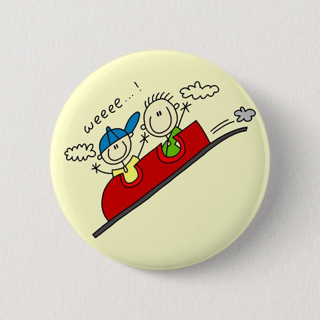 Achterbahnfahrt T-Shirts und Geschenke Button (Vorderseite)