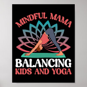 Achtsame Mama Lancing Kinder Und Yoga-Mama Poster