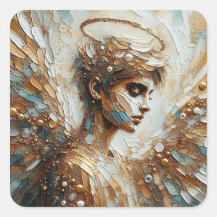 Achtsamer Engel - Angel Series Art Collection Quadratischer Aufkleber