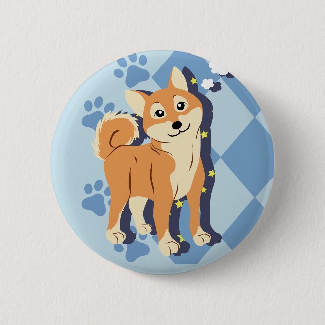Achtsamer Shiba Inu Button (Vorderseite)