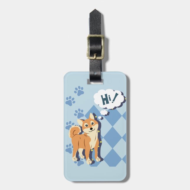 Achtsamer Shiba Inu Gepäckanhänger (Vorderseite vertikal)
