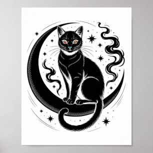 Achtsames Katze Lotus-Blume Yoga Spiritualität Tee Poster