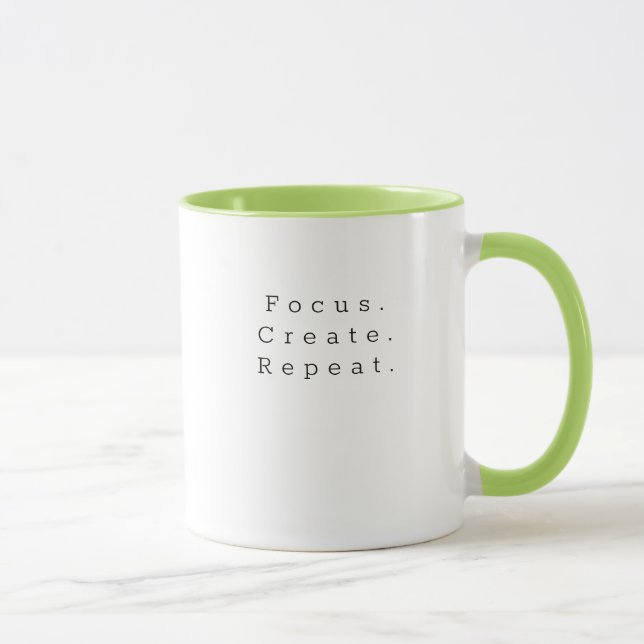 Achtsamkeit Tasse: Fokus, Erstellen, Wiederholen Tasse (Rechts)