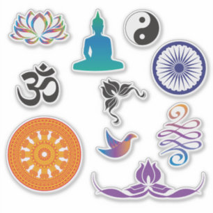 Achtsamkeit und buddhistische Symbole Aufkleber