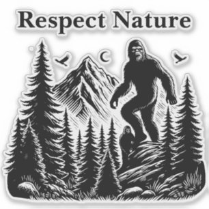 Achtung der Natur Yeti Bigfoot Ink Aufkleber