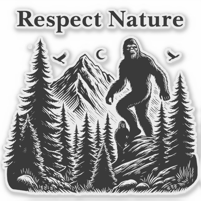 Achtung der Natur Yeti Bigfoot Ink Aufkleber (Vorderseite)