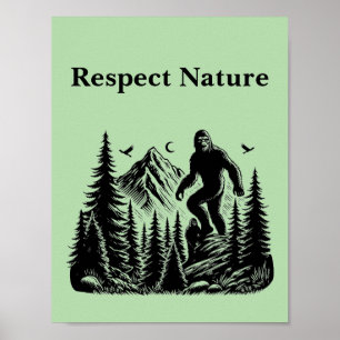 Achtung der Natur Yeti Bigfoot Ink Poster