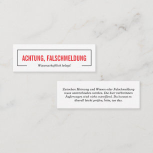 Achtung Falschmeldung Mini Visitenkarte
