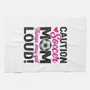 Achtung Fußballmutter Lautes Vintage-Shirt-Design_ Geschirrtuch
