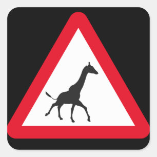 Achtung: Giraffe Crossing! Quadratischer Aufkleber