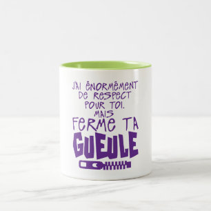 Achtung, halt die Klappe, halt die Klappe. Zweifarbige Tasse