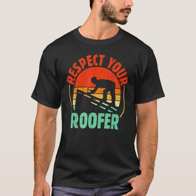 Achtung Ihres Roofer Roofing Worker Roof Builder R T-Shirt (Vorderseite)