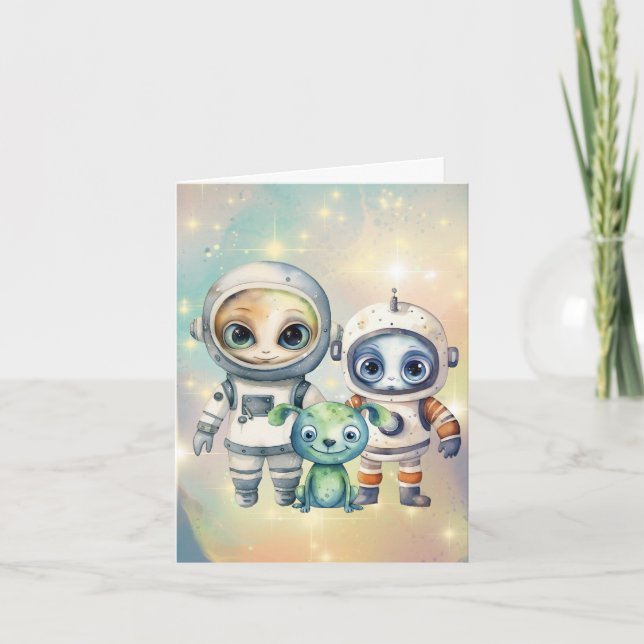 Achtung intergalaktisch Schlicht Dankeschön Karte (Vorderseite)