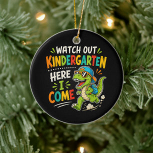 Achtung Kindergarten, ich komme Dino Keramik Ornament