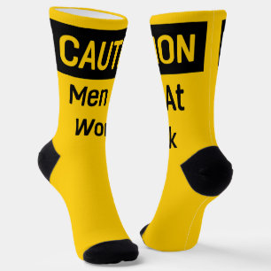 ACHTUNG Männer bei der Arbeit Gelb und Schwarz Socken